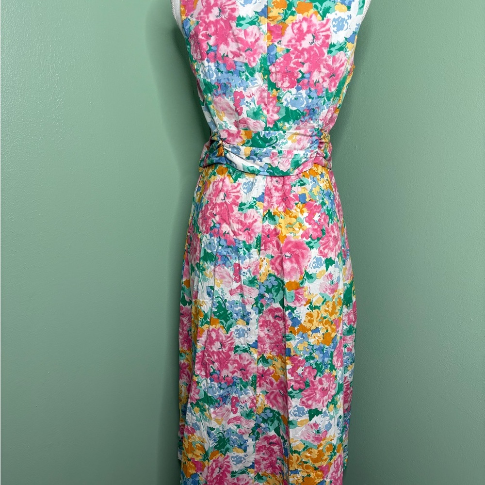 Anne Klein Pink Floral Midi Dress XS Summer Spring - Picture 10 of 13